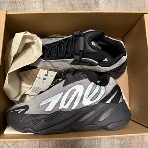 Yeezy Black and Gray Sneakers with Reflective Design